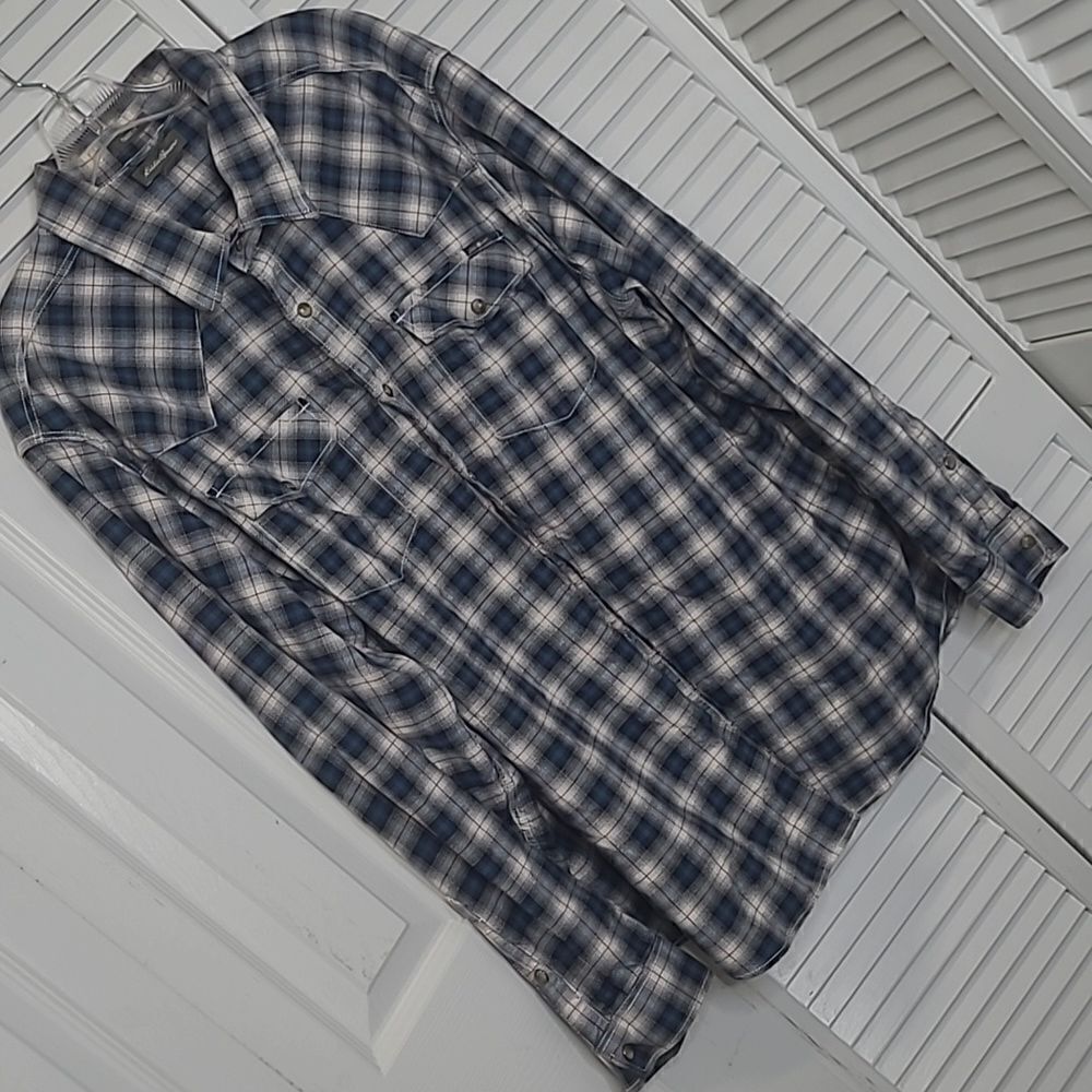 Eddie Bauer sz 2XL classic fit mens snapfront plaid shirt